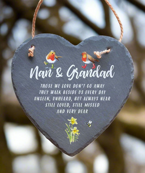 Nan & Grandad Slate Heart